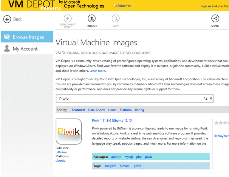 VM Depot für Windows Azure